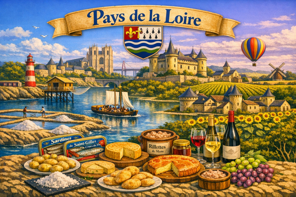 Illustration d'un château de la Loire et ses spécialités culinaire près de Nantes